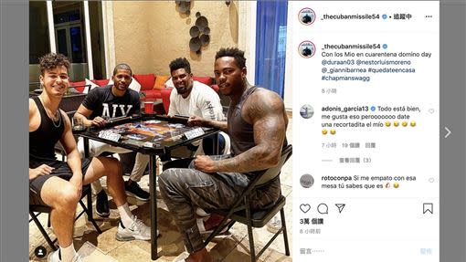 洋基隊查普曼（Aroldis Chapman）露出超猛肌肉。（圖／翻攝自Aroldis Chapman IG）