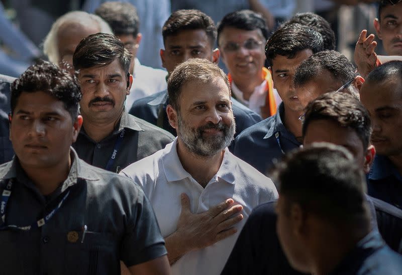 FILE PHOTO: Congress party celebrate after the initial poll results in Karnataka elections at the party headquarters in New Delhi