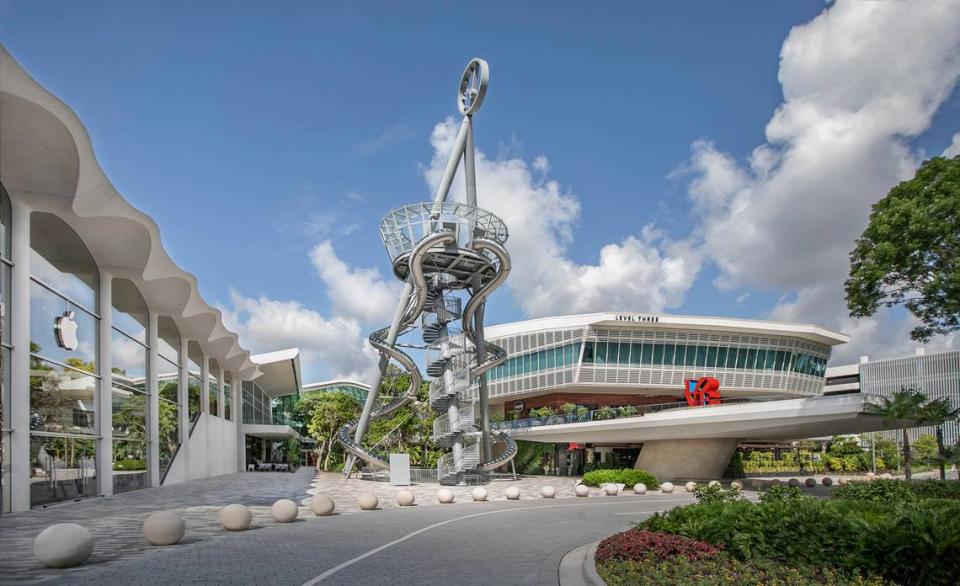 The Apple Store and the slide at Aventura Mall.