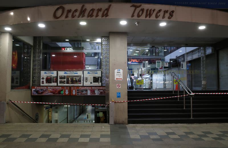 A view of Orchard Towers after it shut down shortly before midnight, as part of measures to curb the outbreak of coronavirus disease (COVID-19), in Singapore