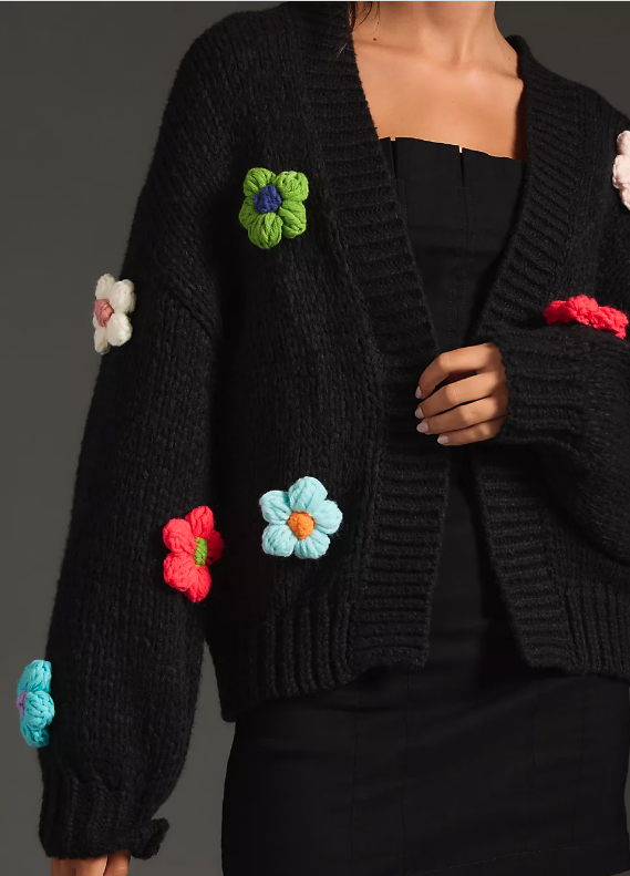 Women's Anthropologie 3D flower cardigan sweater