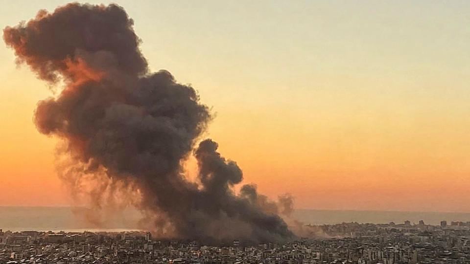 PHOTO: Smoke rises above Beirut's southern suburbs during an Israeli strike on Sept. 27, 2024. (AFP via Getty Images)