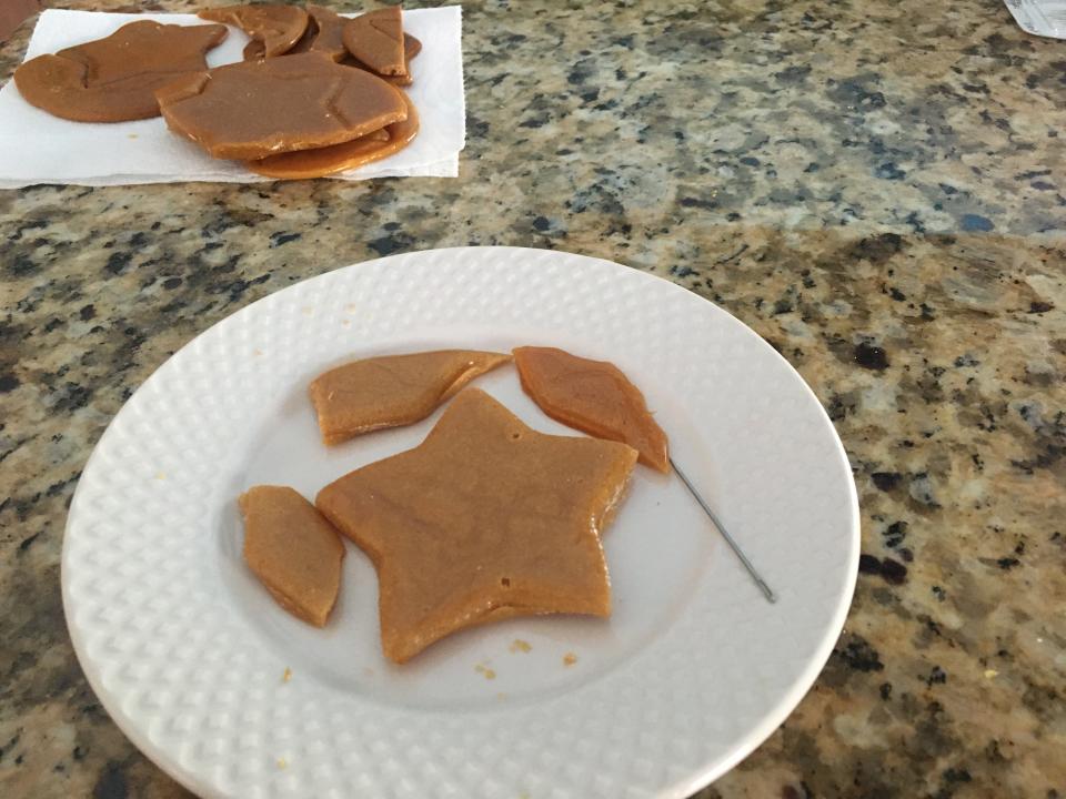 A cut-out star from a Korean dalgona candy