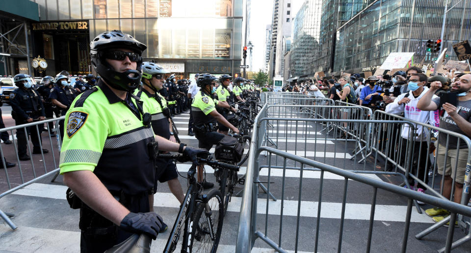 The officers had been deployed to a protest in Lower Manhattan when they stopped in for a meal. Source: Getty Images