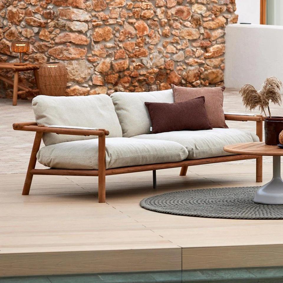 Cane-line's Sticks sofa comes in teak or metal and features high-tech cushions