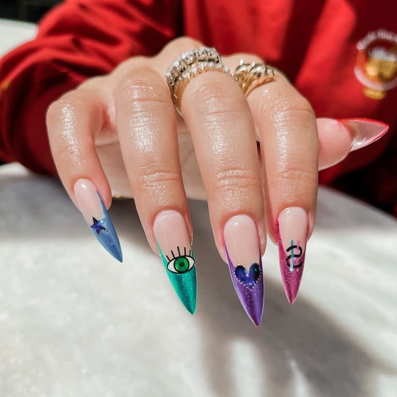 If you've been wanting to try a <a href="https://www.glamour.com/story/manifestation-manicure-nail-colors?mbid=synd_yahoo_rss" rel="nofollow noopener" target="_blank" data-ylk="slk:manifestation manicure;elm:context_link;itc:0;sec:content-canvas" class="link ">manifestation manicure</a>, the autumn equinox is the perfect time to give it a go. This mystical take on metallic tips is the ultimate manifestation mani inspiration for fall.