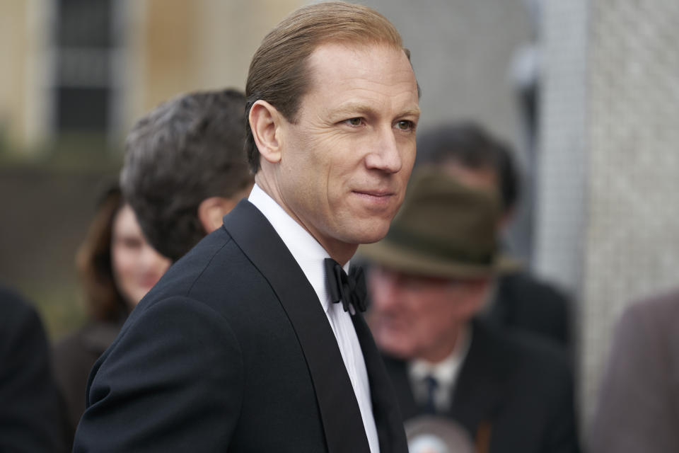 In this image released by Netflix, Tobias Menzies portrays Prince Philip, Duke of Edinburgh in a scene from the third season of "The Crown," debuting Sunday on Netflix. (Des Willie/Netflix via AP)