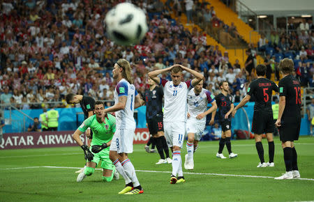 Soccer Football - World Cup - Group D - Iceland vs Croatia - Rostov Arena, Rostov-on-Don, Russia - June 26, 2018 Iceland's Alfred Finnbogason reacts after missing a chance to score REUTERS/Albert Gea