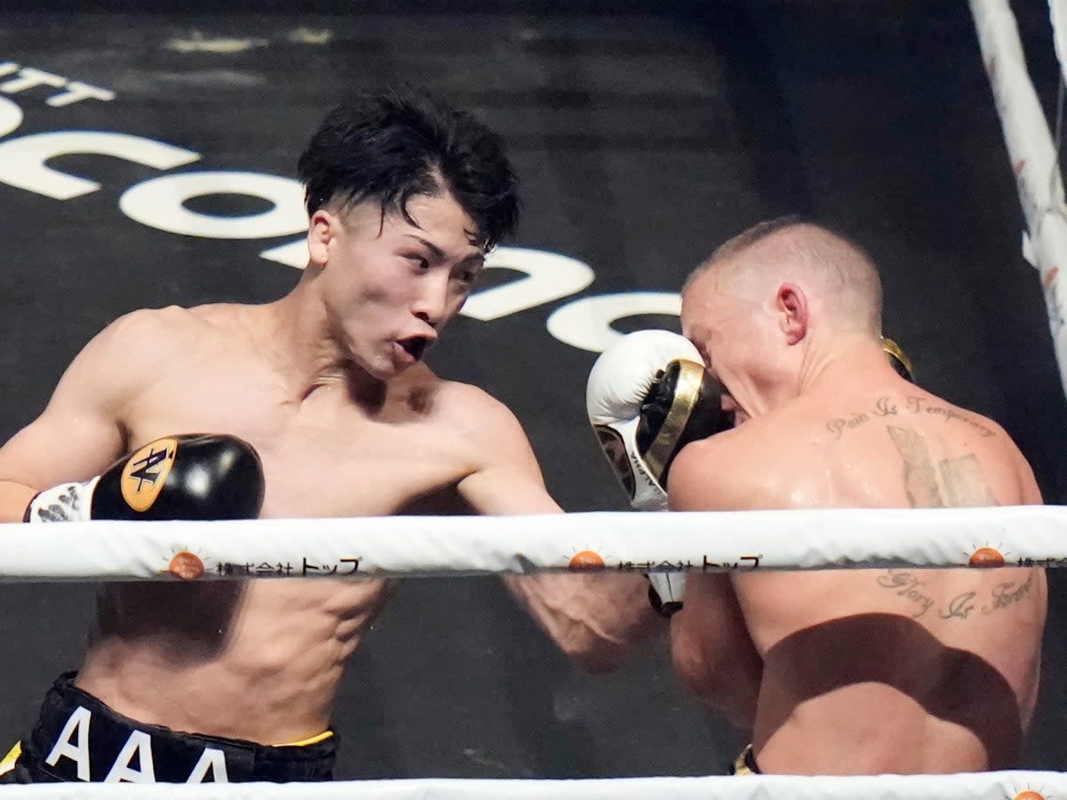 Naoya Inoue (left) stopped Paul Butler in Round 11 in December (AP)