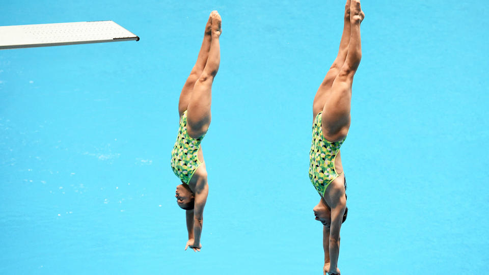 Maddison Keeney and Anabelle Smith, pictured here in action at the FINA Diving World Cup in 2019. 