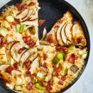 <p>If you are questioning whether pears belong on this skillet pizza, trust us. The sugars in the fruit caramelize in the heat, and the sweetness complements the rich, salty bacon and savory leeks. <a href="https://www.eatingwell.com/recipe/7919914/bacon-leek-pear-skillet-pizza/" rel="nofollow noopener" target="_blank" data-ylk="slk:View Recipe" class="link ">View Recipe</a></p>