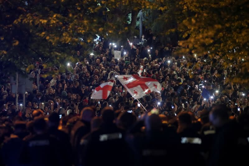 People protest against the "foreign agents" bill in Tbilisi