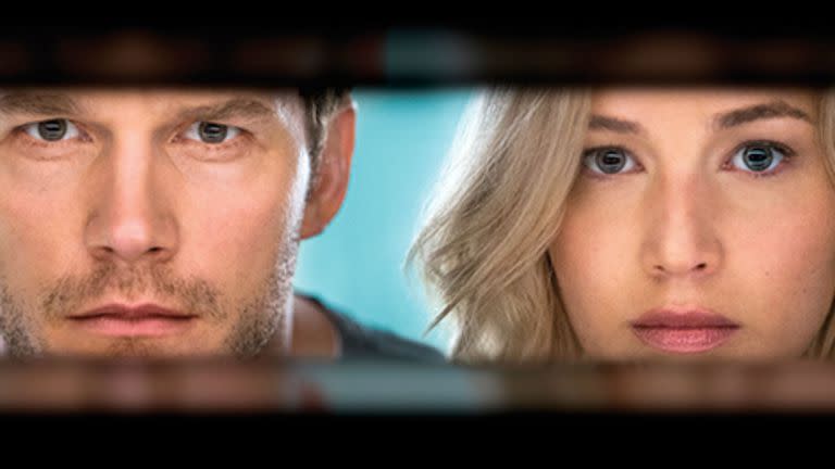 Chris Pratt y Jennifer Lawrence en Passengers