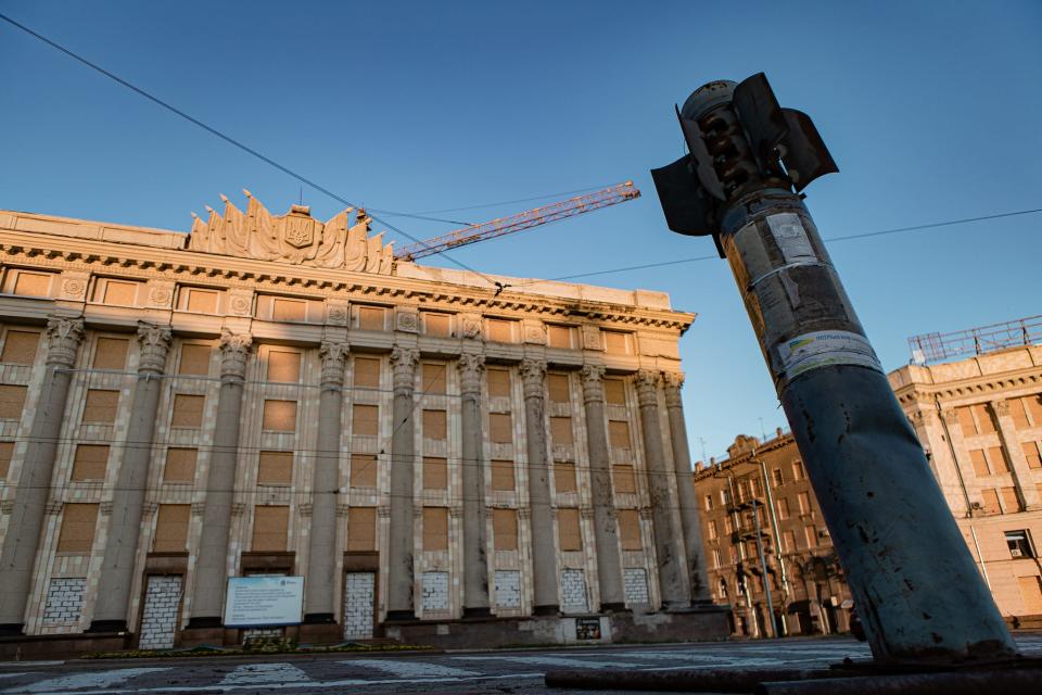 Russian Kalibr cruise missile in Kharkiv