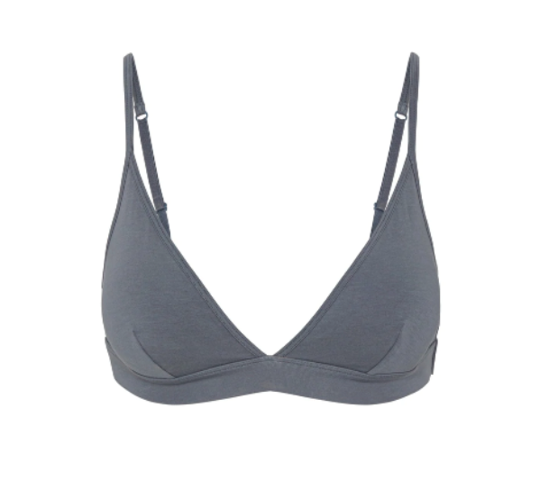 Cotton Triangle Bra in Buff  Buff Plunge Bra - Deep V Bralette