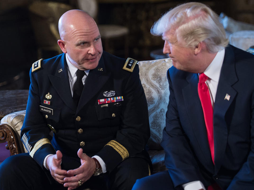 US President Donald Trump announces US Army Lieutenant General H.R. McMaster (L) as his national security adviser: GETTY