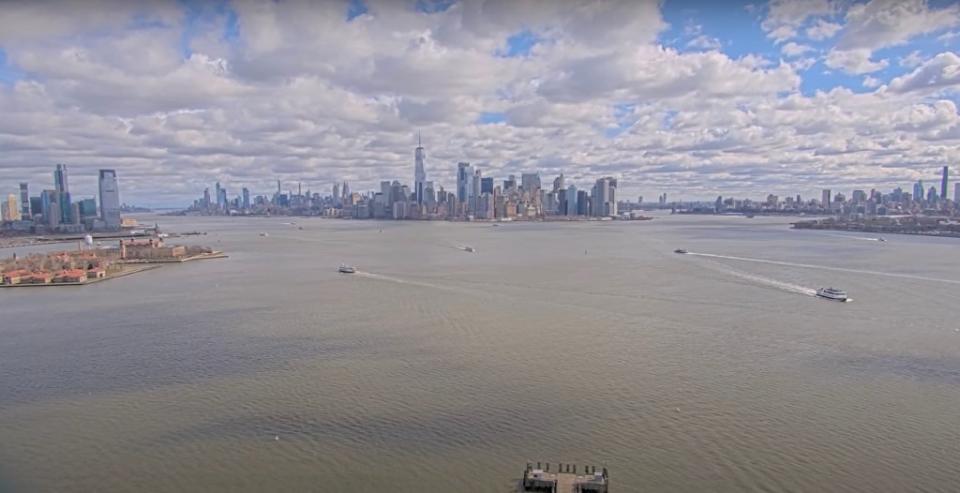 The EarthCam camera vibrated vigorously as it captured the New York skyline during the quake. YouTube/EarthCam