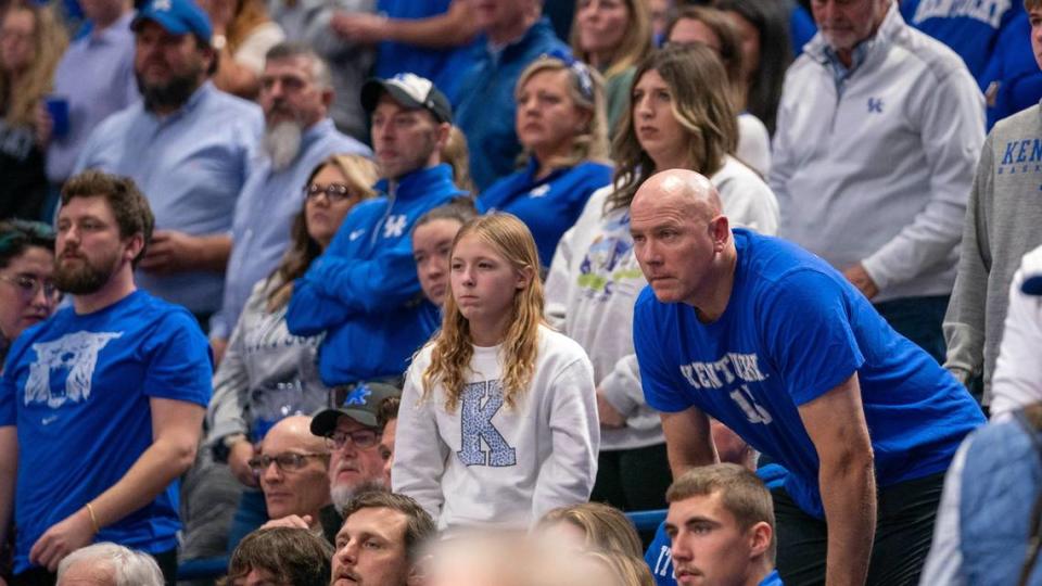 Jeff Sheppard watches Kentucky play during the 2023-24 season. His son, Reed Sheppard, was one of the team’s star players.