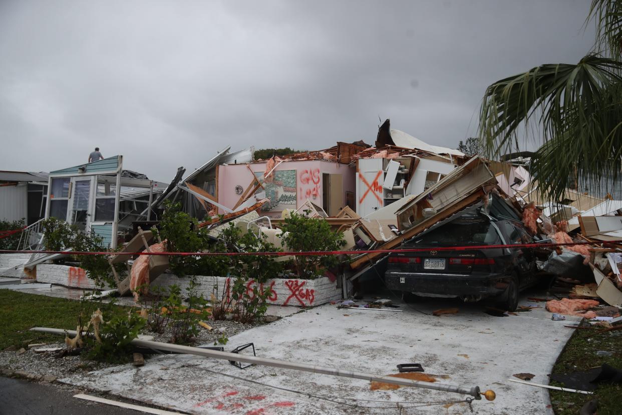 A tornado ripped through the Iona area of Fort Myers destroying homes and causing damage on Sunday Jan, 16, 2022. 