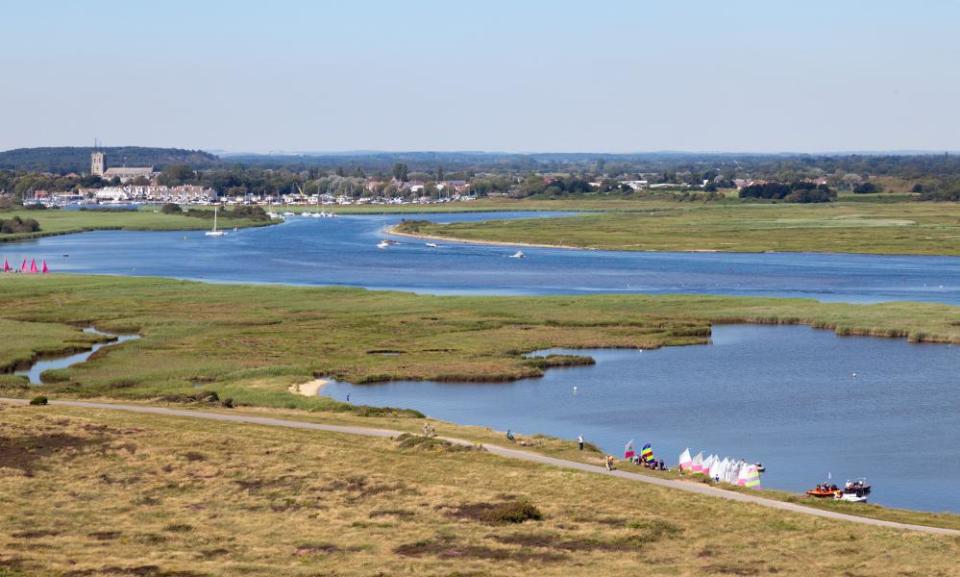 The River Stour and Christchurch Harbour from Hengistbury Head.