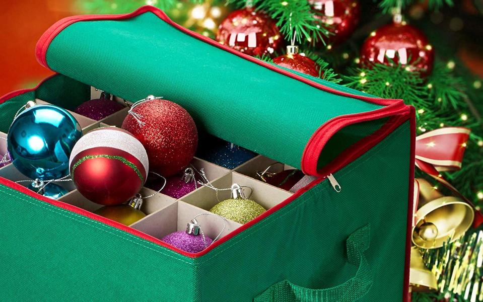Handy Laundry Christmas Ornament Storage Box. (Photo: Amazon)