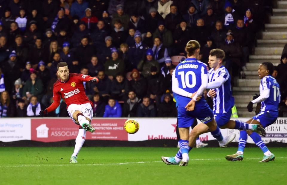 Diogo Dalot’s first half strike sent Man United ahead before the break (Reuters)