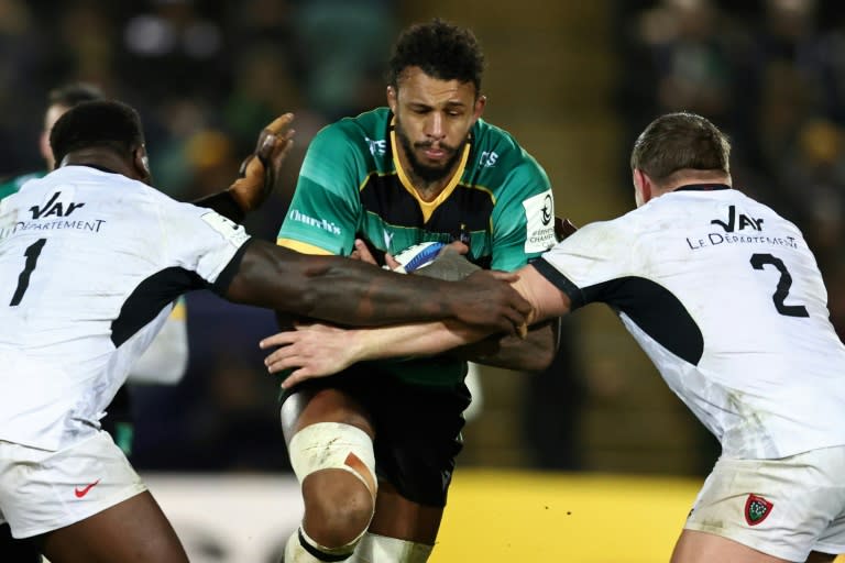 Final fling: Northampton and England flanker Courtney Lawes (C) is set to play his last game for the club in the Premiership final against Bath at Twickenham (Darren Staples)