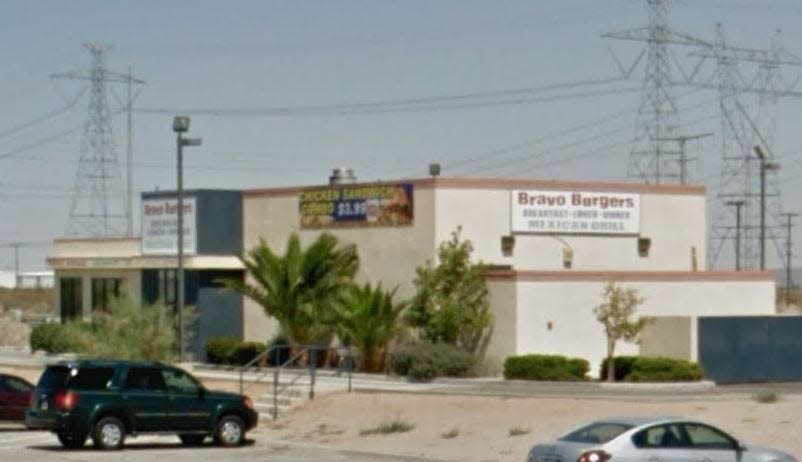 Bravo Burgers, 16880 Sportsman Center in Adelanto, as pictured in a Google Street View image.
