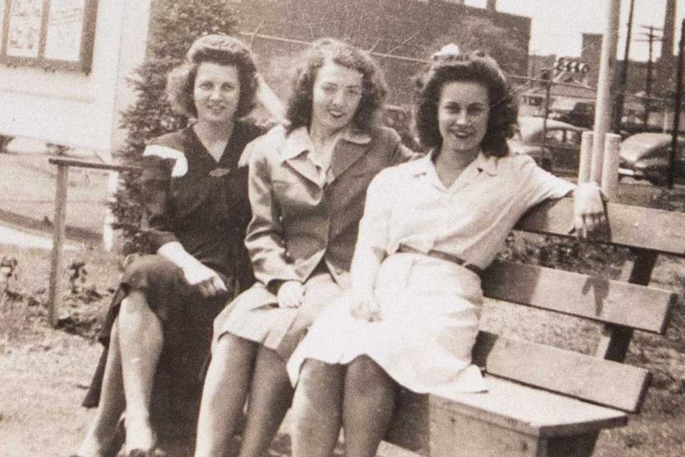 A collect image of Celesta Byrne (middle), with friends in 1939