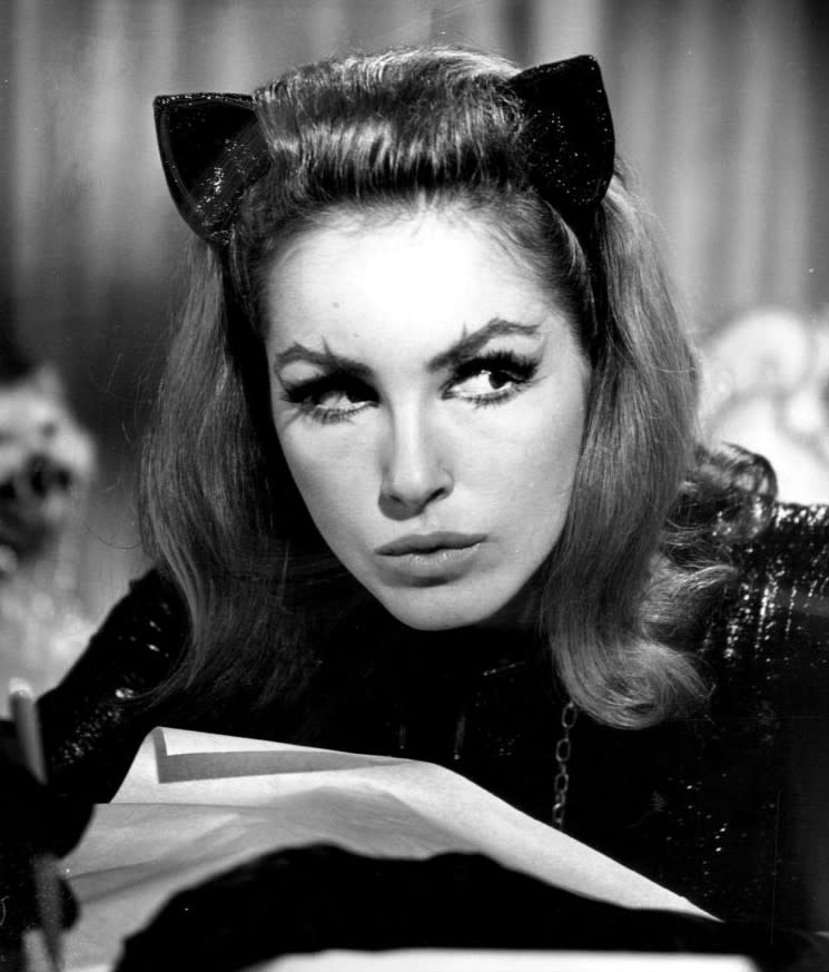 <p><b>JULIE NEWMAR (1966):</b> The original Catwoman, Julie Newmar appeared in 12 episodes of the 1966 live action television series ‘Batman’. Of course, Julie achieved superstar status as Catwoman despite a lack of screen time, and one of the costumes tailored for her is now part of the collection of the Smithsonian Institution.</p> <p><b><a href=" http://my.entertainment.yahoo.com/news/y--reviews--the-dark-knight-rises.html" data-ylk="slk:Y! REVIEWS: ‘The Dark Knight Rises’;elm:context_link;itc:0;sec:content-canvas;outcm:mb_qualified_link;_E:mb_qualified_link;ct:story;" class="link  yahoo-link"> Y! REVIEWS: ‘The Dark Knight Rises’</a></b></p>