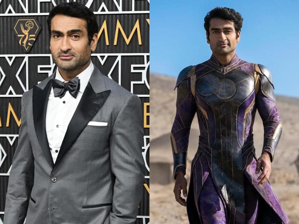 Kumail Nanjiani at the 75th Primetime Emmy Awards, and as Kingo in "Eternals."