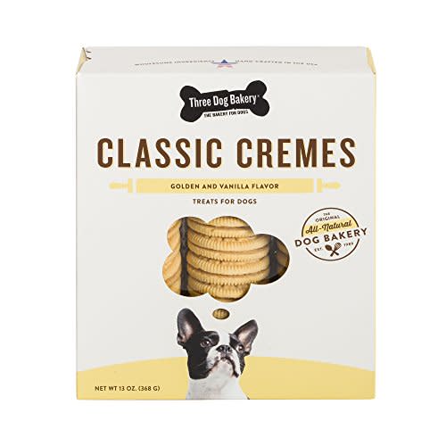 Three Dog Bakery Classic Cremes Baked Dog Treats, Golden with Vanilla Filling, 13 oz (Amazon) (Amazon / Amazon)