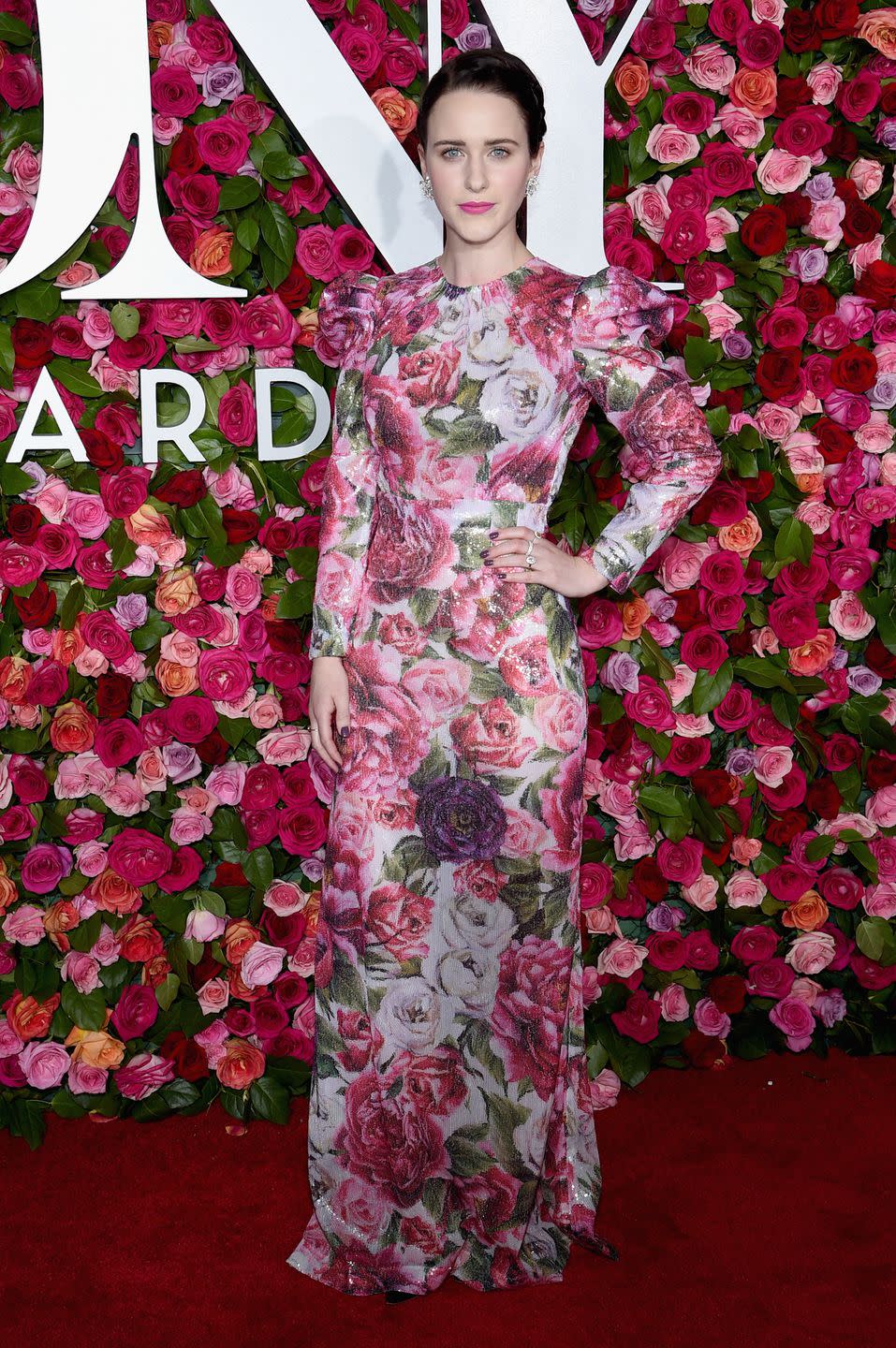 <p>In Dolce & Gabbana, Jimmy Choo heels, and Fred Leighton jewels</p>