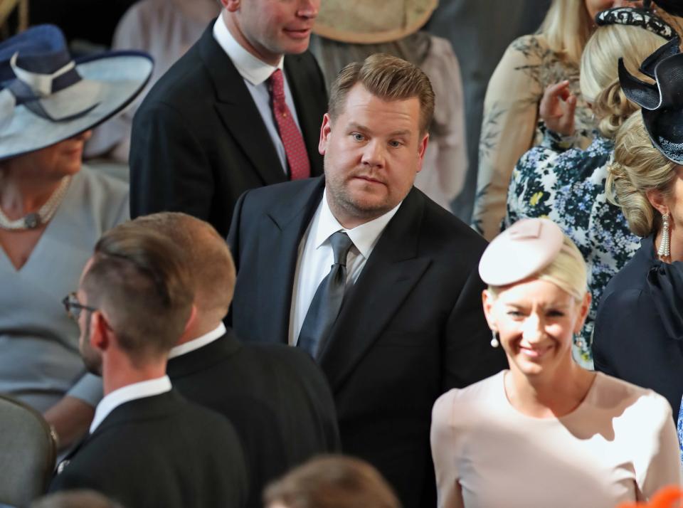 Corden inside St. George's Chapel at Windsor Castle in one of the photos where he sort of looks miserable.&nbsp; (Photo: WPA Pool via Getty Images)