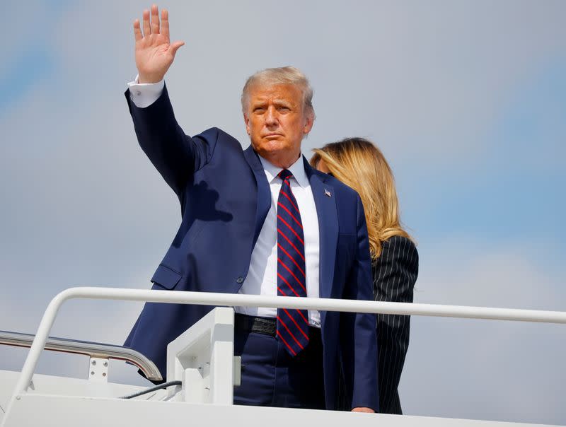 U.S. President Trump departs Washington on campaign travel to Ohio at Joint Base Andrews in Maryland