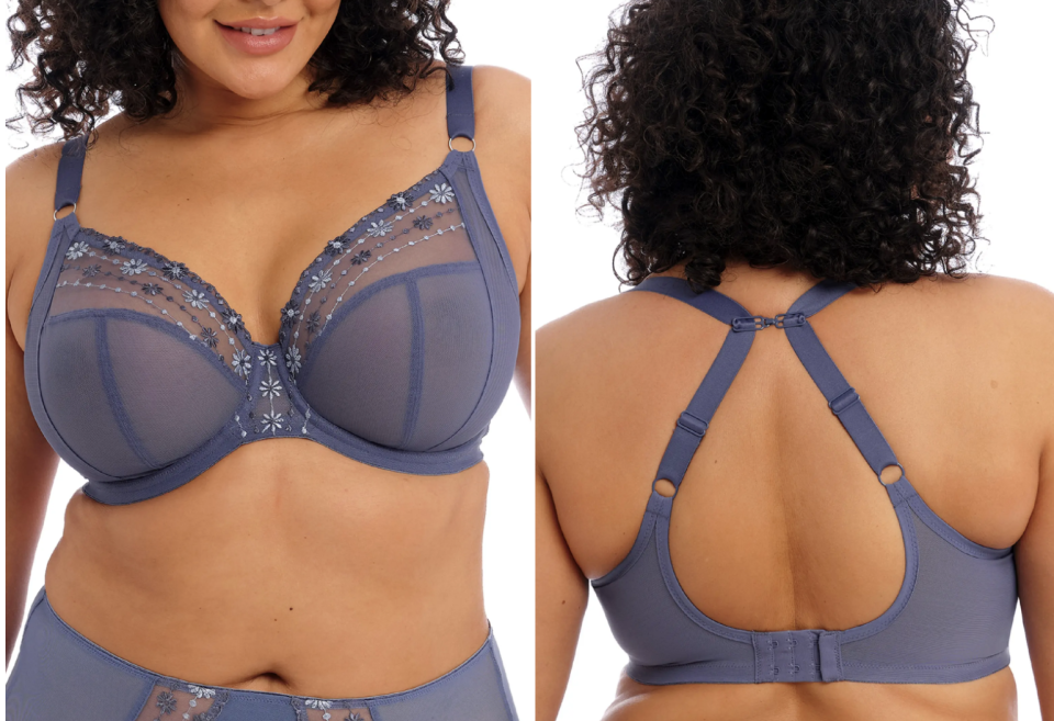 Matilda Full Figure Underwire Plunge Bra in Denim Daisy.