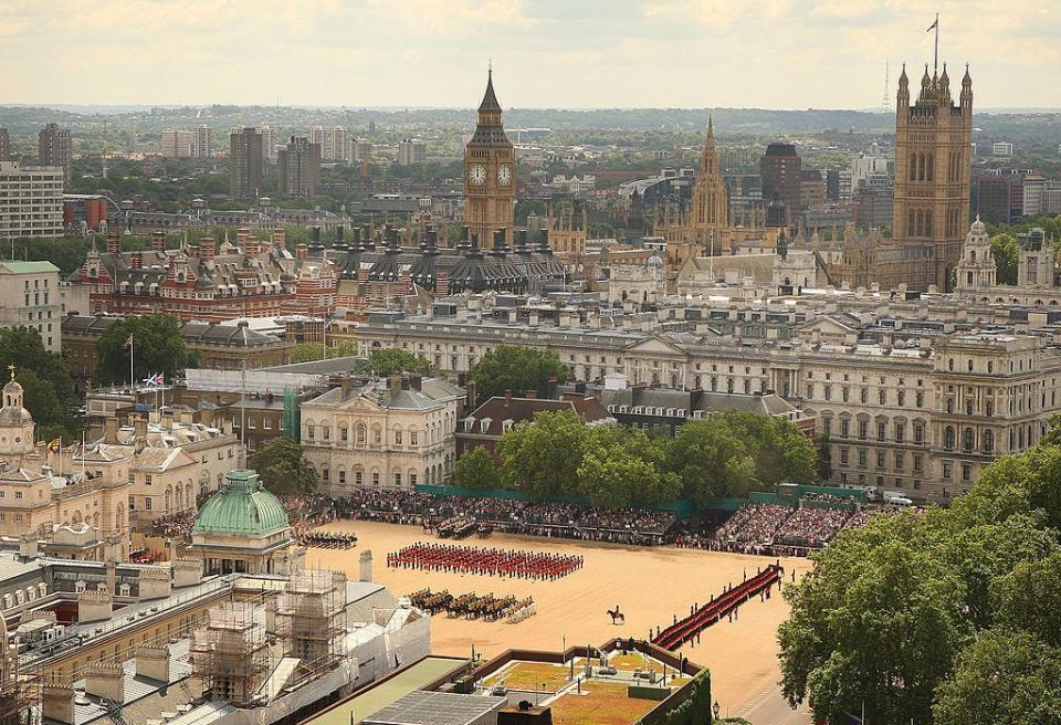 <p>A bird's eye view of the event with the London skyline in the background.</p>