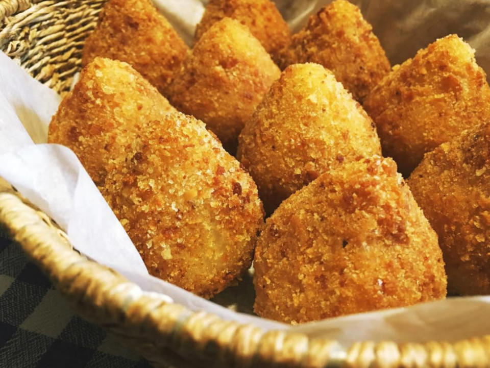 Coxinhas, shredded doughy chicken meat balls of goodness 