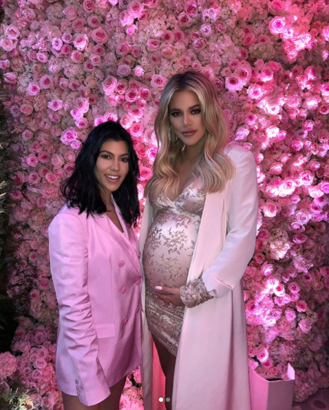 Khloe at her baby shower with sister Kourtney. Source: Instagram/KhloeKardashian
