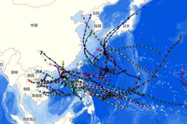 1964年有37個颱風生成，卻完全沒有通過台灣。（圖片來源／氣象局颱風資料庫）