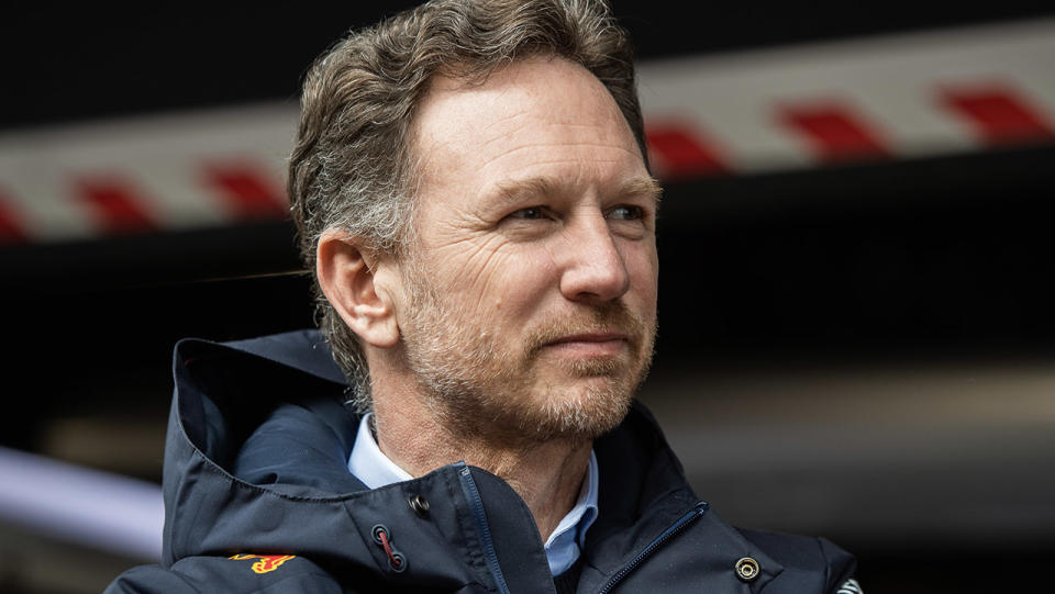 Christian Horner of Red Bull looking on at the F1.