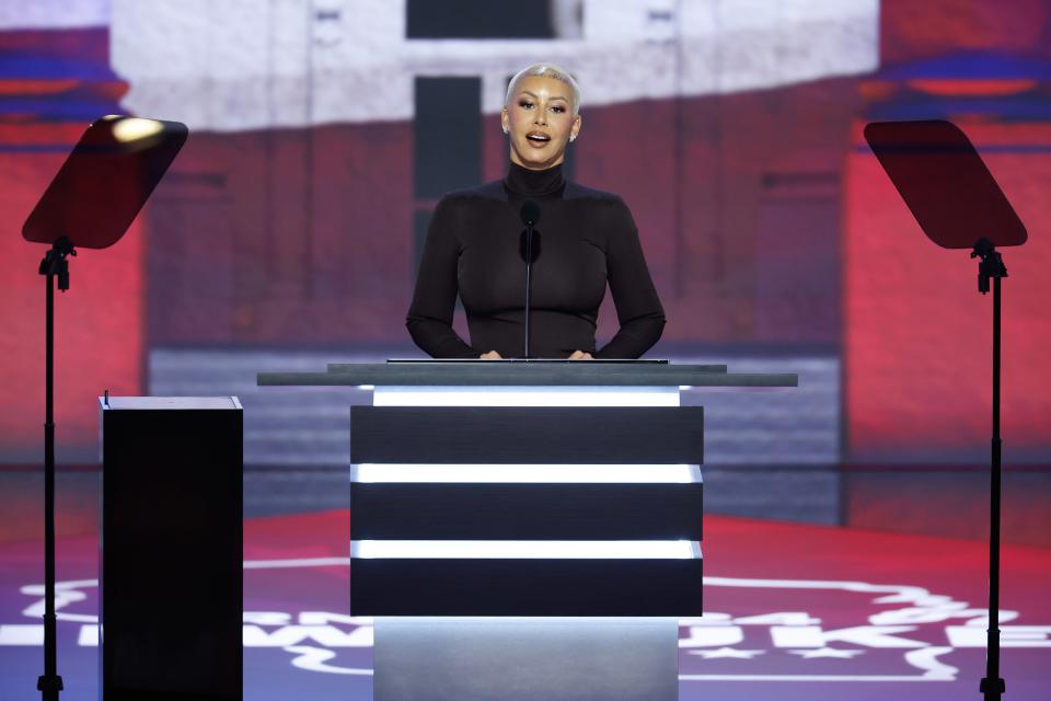 Amber Rose addresses the Republican National Convention on July 15, 2024, in Milwaukee.