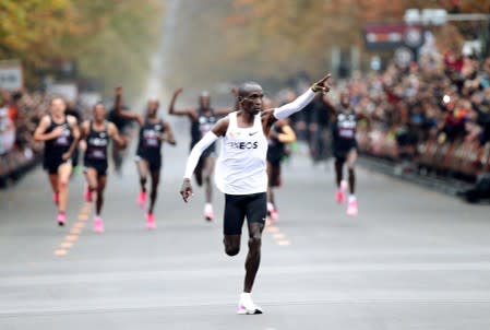 Eliud Kipchoge, the marathon world record holder from Kenya, attempts to run a marathon in under two hours in Vienna