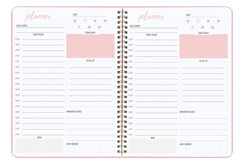 Undated Daily Planner with Hourly Schedule