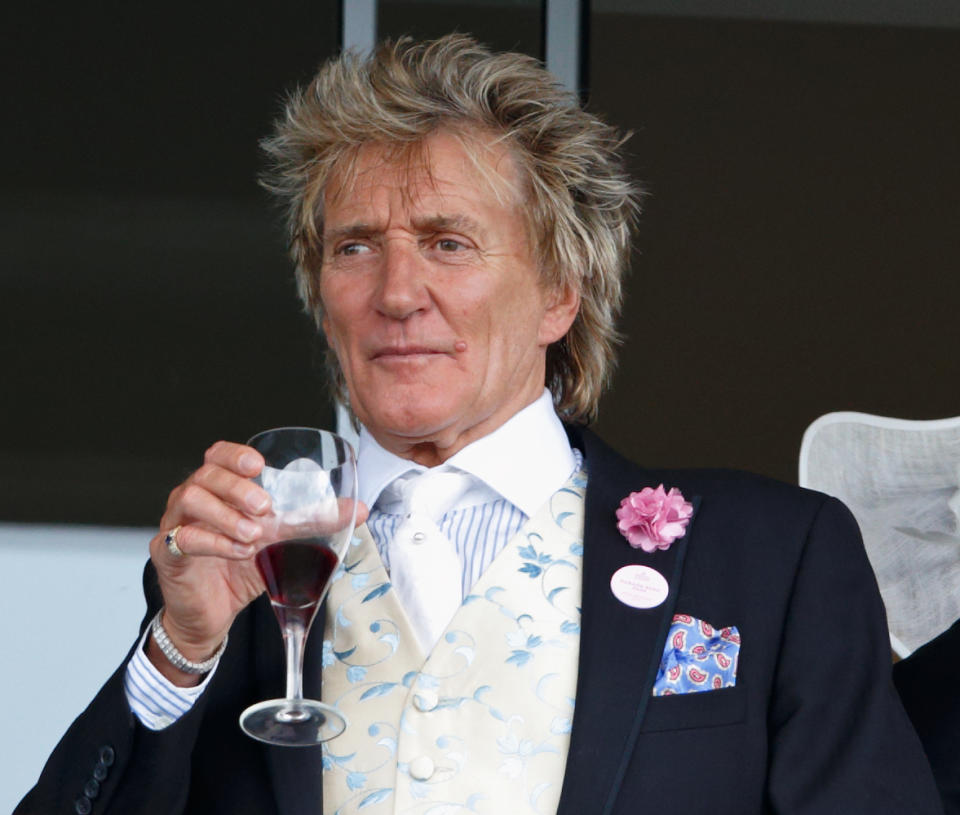 ASCOT, UNITED KINGDOM - JUNE 15: (EMBARGOED FOR PUBLICATION IN UK NEWSPAPERS UNTIL 48 HOURS AFTER CREATE DATE AND TIME) Sir Rod Stewart watches the racing as he attends day 2 of Royal Ascot at Ascot Racecourse on June 15, 2016 in Ascot, England. (Photo by Max Mumby/Indigo/Getty Images)