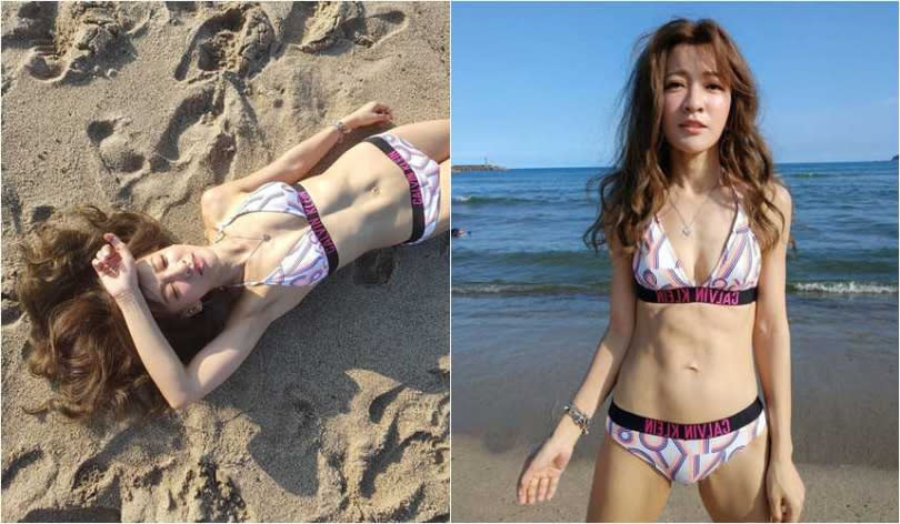 藝人曾雅蘭和侯昌明結婚19年感情好，她最近到海邊大曬「國際奶」，穿比基尼展現好身材。（圖／翻攝臉書）