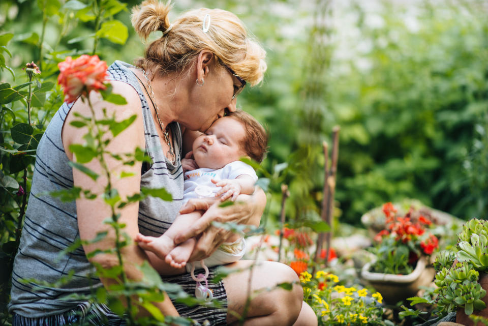 Should you stop grandparents kissing your newborn? [Photo: Getty]