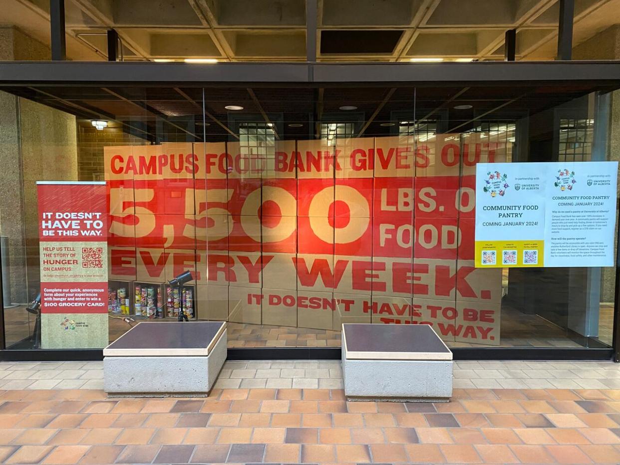 Previously a display for historic printing materials, the Rutherford Galleria will be converted into a pantry space, accessible with a U of A OneCard.  (Emily Williams/CBC - image credit)