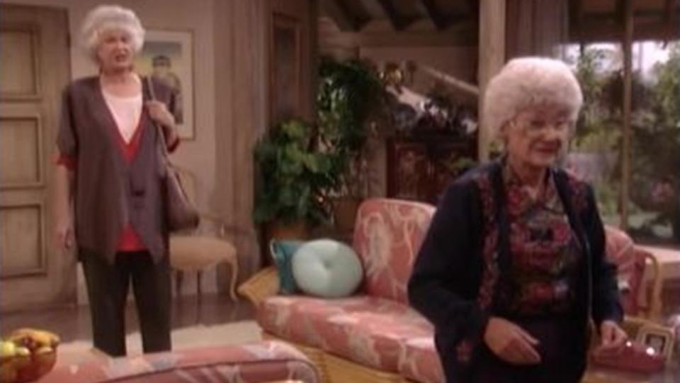 Bea Arthur as Dorothy Zbornak and Estelle Getty as Sophia Petrillo in The Golden Girls episode 