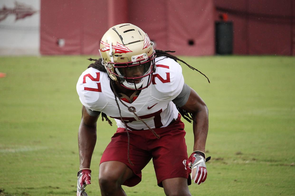 Defensive back Akeem Dent at FSU football practice on Aug. 5, 2019.